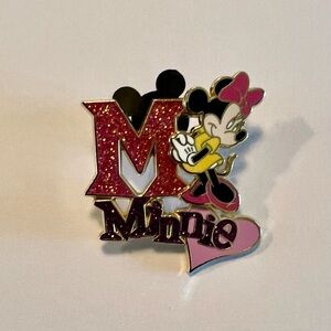 Minnie Mouse Enamel Collector’s Pin - Pink Glitter 'M'